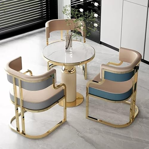 Miniatura 7 de WIGSELBL Silla de salón para dormitorio, tapizada de piel sintética, sillón de lujo italiano ligero con cojín grueso para sala de estar, silla