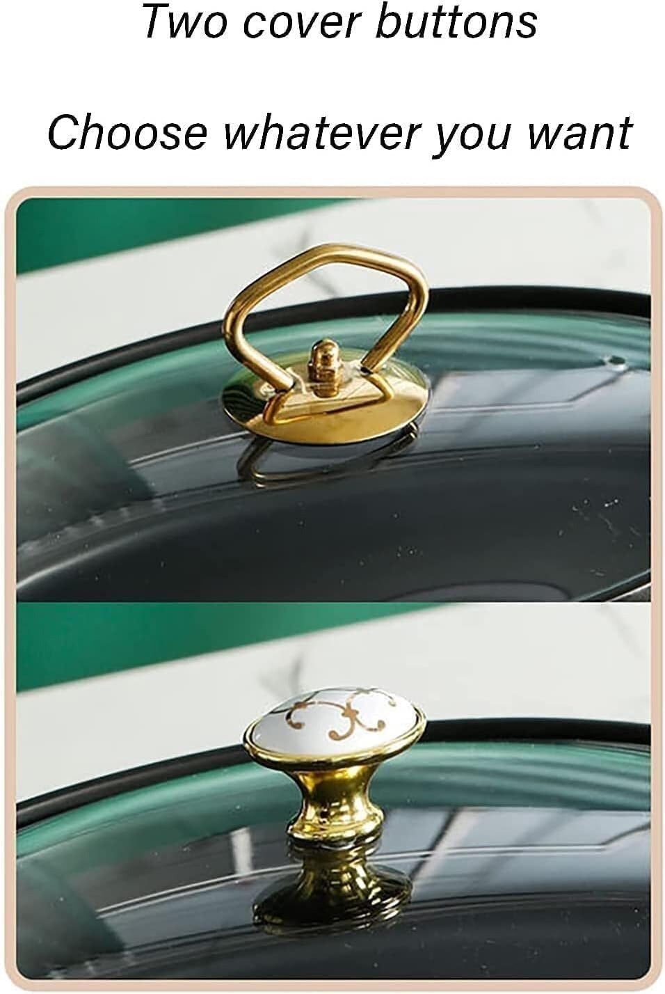 2 Quart Round Ceramic Chafing Dish Buffet Set with Glass Lid – Elegant Chafer and Buffet Warmer for Weddings, Parties, and Catering Events(Black) (Green)