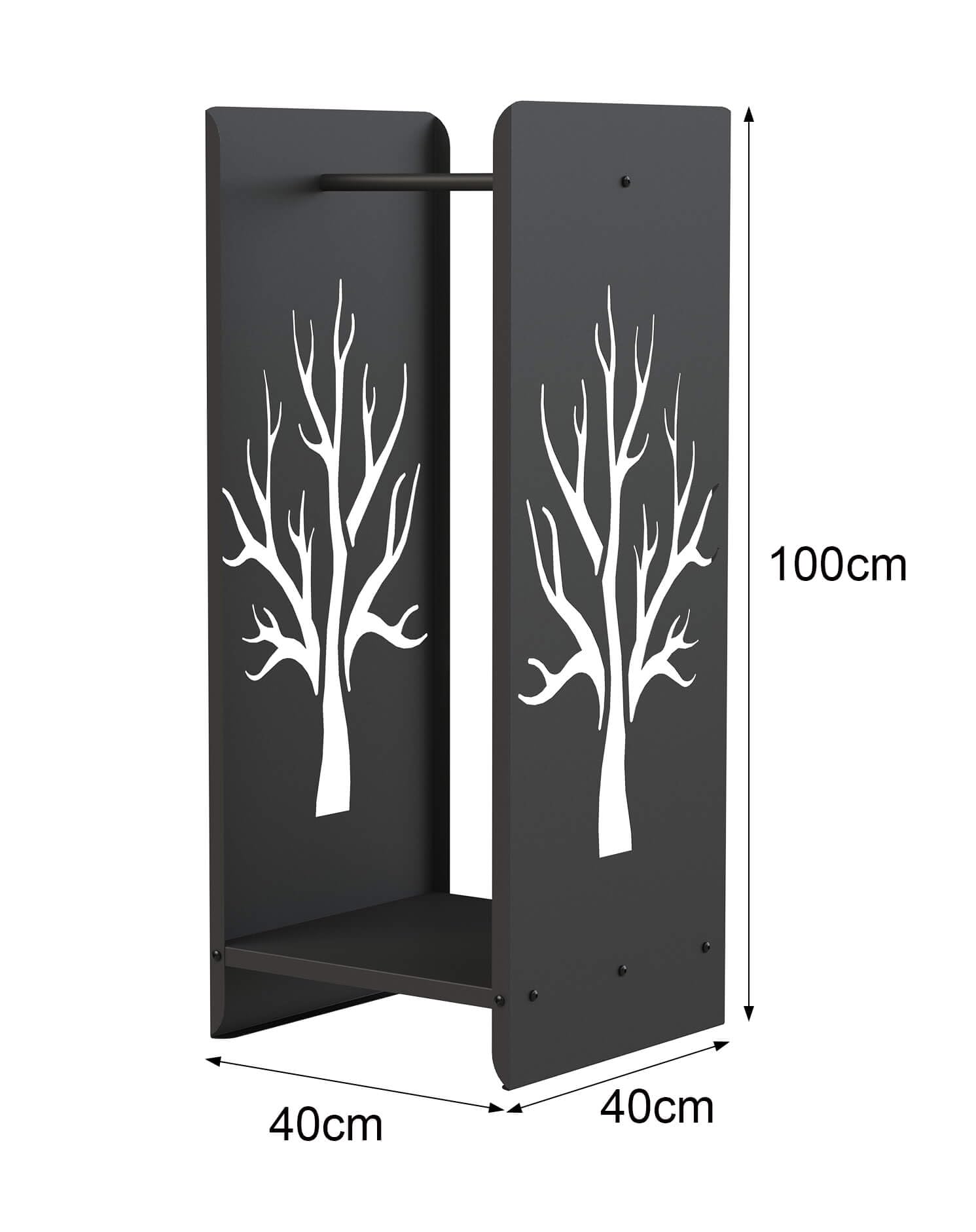 DanDiBo Kaminholzregal Innen Metall Schwarz 100 cm Kaminholzständer 96428 Brennholzregal Schmal Kaminholzhalter