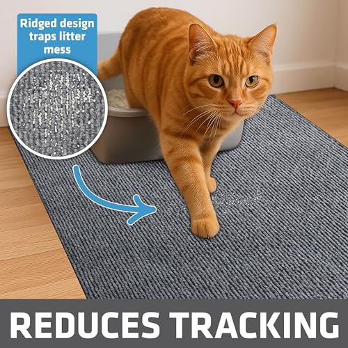 Image of Drymate Cat Litter Box Mat, Litter Trapping Mat, Waterproof, Urine-Proof, Absorbent, Machine Washable, Soft on Paws, Contains Mess, Protects Floors, Kitten Supplies, Grey, 20x28