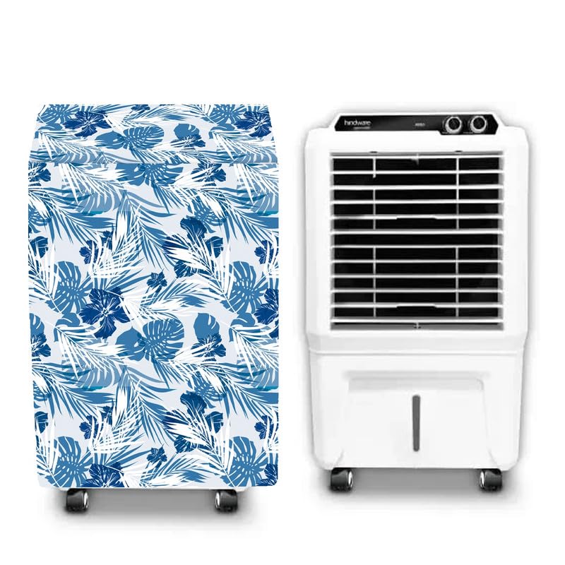 Image of Cooler Cover Compatible For Hindware 45-Litres Personal Air Cooler Waterproof, Dustproof, Size(LXBXH) 54.61 X 49.53 X 86.36 Cm, White Blue.