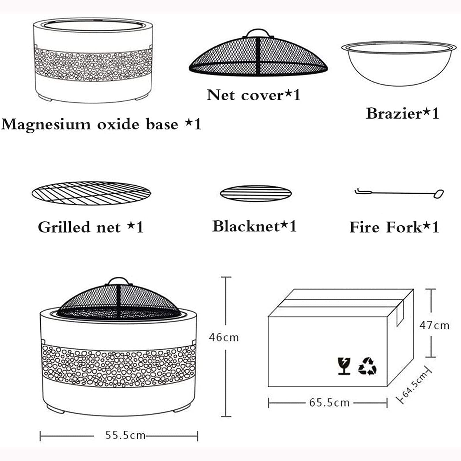 Mesa para fogatas al Aire Libre Calentadores y fogatas para jardín Barbacoa/fogata Fogata de leña Parrilla para Barbacoa Cuenco para fogatas con Rejilla para Parrilla