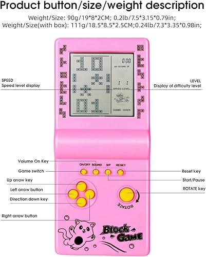 Miniatura 7 de Consola de juegos de ladrillo de 3.5 pulgadas, dispositivo de juego de bolsillo portátil retro, consola de bloques de rompecabezas para niños,