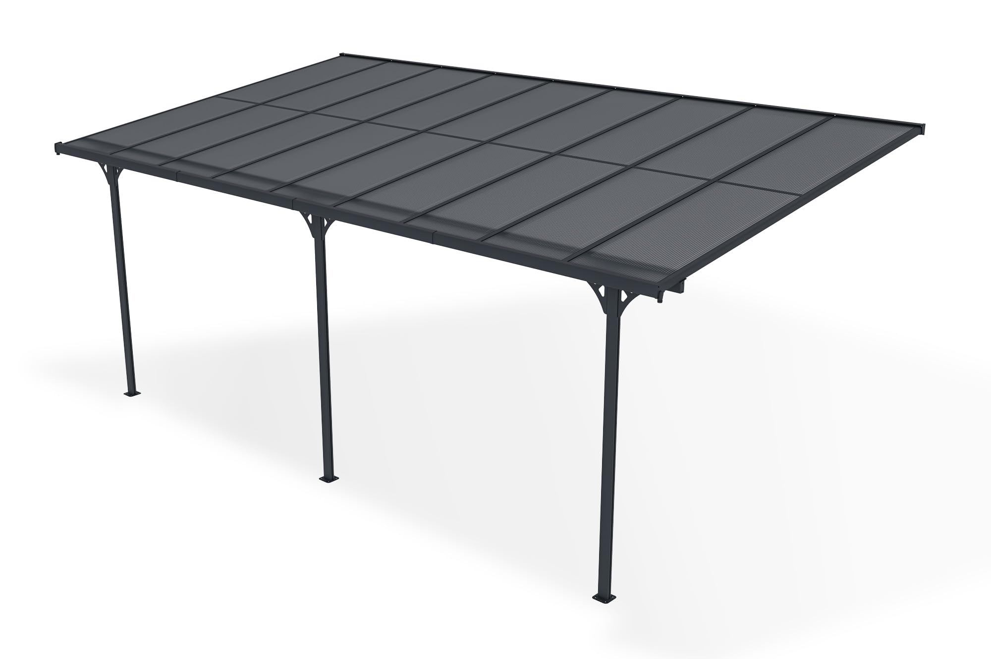 KLEO Carport Pergola Addossata 5,5x3m Alluminio Grigio 16,5m²