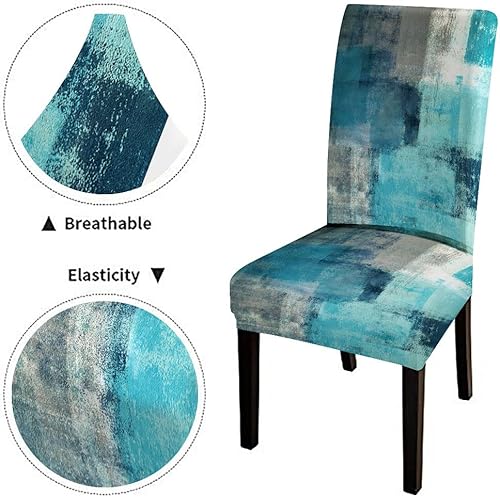 Miniatura 5 de CAPSCEOLL Juego de 4 fundas para sillas de comedor, color turquesa, turquesa, turquesa, turquesa, turquesa, verde azulado, fundas de asiento Parson