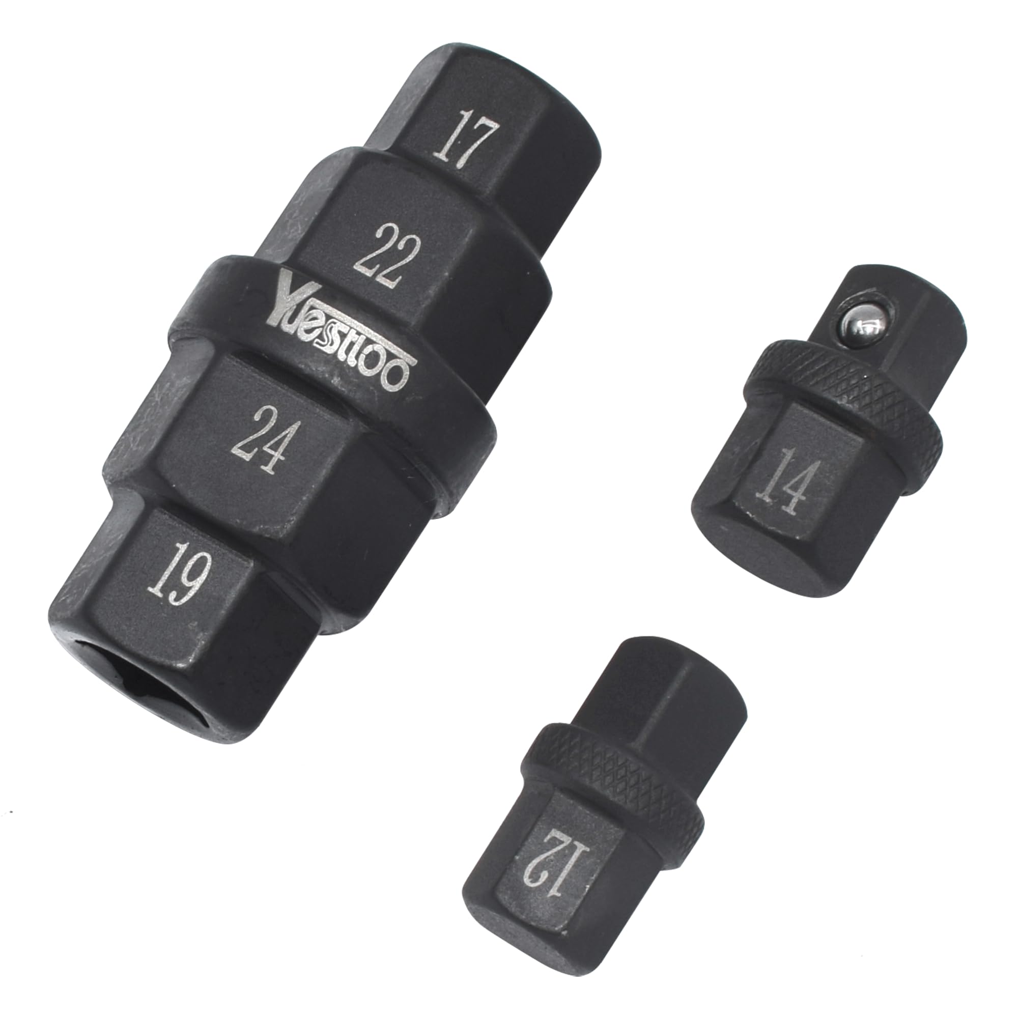 Hex Axle Tool for Motorcycle Front Axle Wheel, Allen Axle Spindle Socket Adapter Tool, 3/8 Inch 12mm 14mm 17mm 19mm 22mm 24mm, 6 in 1 Motorcycle Hex Allen Axle Tool