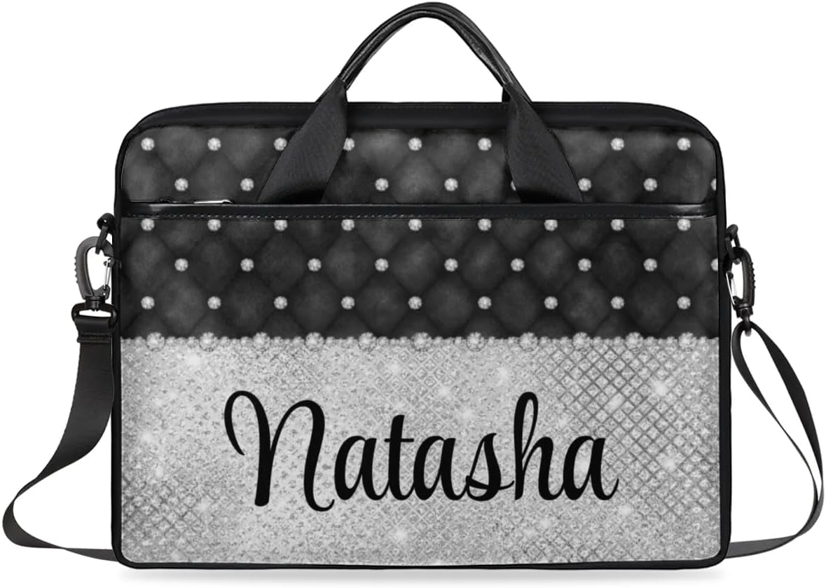 Personalized Laptop Bag Case Briefcases Shoulder Bag for Women, Custom Computer Cases for Laptops Hot Pink Flower
