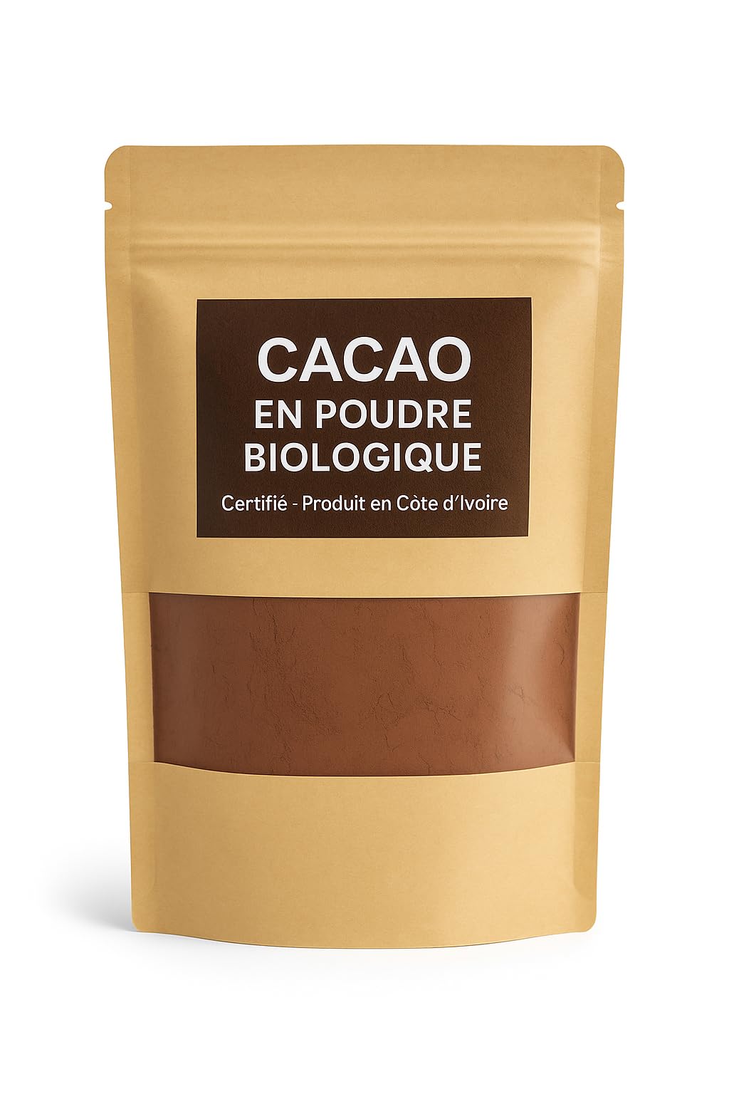 Cacao en Poudre Bio 250g – Pur & Naturel | Sans Sucre, Sans Gluten, Vegan | Origine Côte d’Ivoire | Sachet Zippé Fraîcheur | Superaliment Premium pour Boissons, Smoothies & Recettes