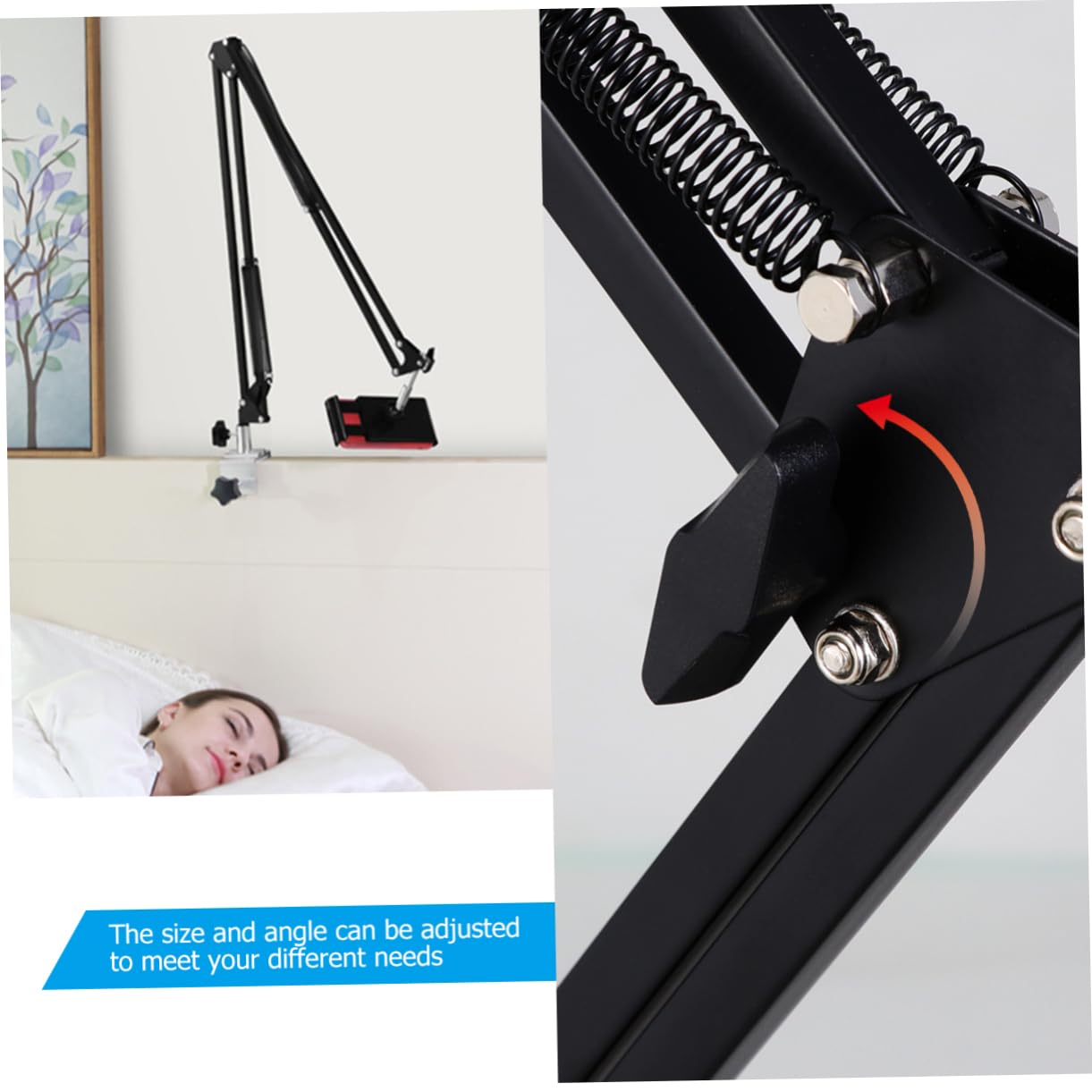 SHINEOFI Supporto da Scrivania Pieghevole per Telefono e Tablet Braccio Articolato, Clip, Ferro e Plastica, Nero, Uso Comodo