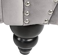 Vista 3 de ORRD Sofá Chesterfield, moderno sofá de terciopelo copetudo de 3 plazas con brazos de desplazamiento y cabeza de clavos para sala de estar