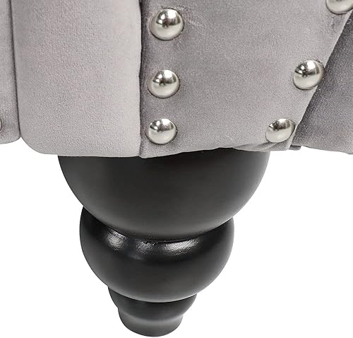 Miniatura 3 de ORRD Sofá Chesterfield, moderno sofá de terciopelo copetudo de 3 plazas con brazos de desplazamiento y cabeza de clavos para sala de estar,