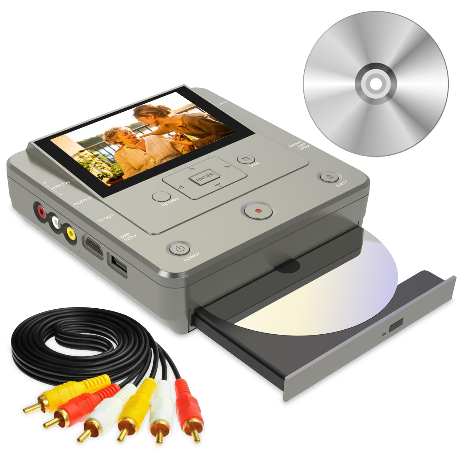 VHS to DVD Recorder,VCR to DVD Recorder,Convert Analog Videos from VHS/VCR/Camcorder to DVD/USB/SD, Smart Phone WiFi to DVDs/USB/SD/HDD Copy,for TV Recording【Comes with 10 Free DVD-R 】