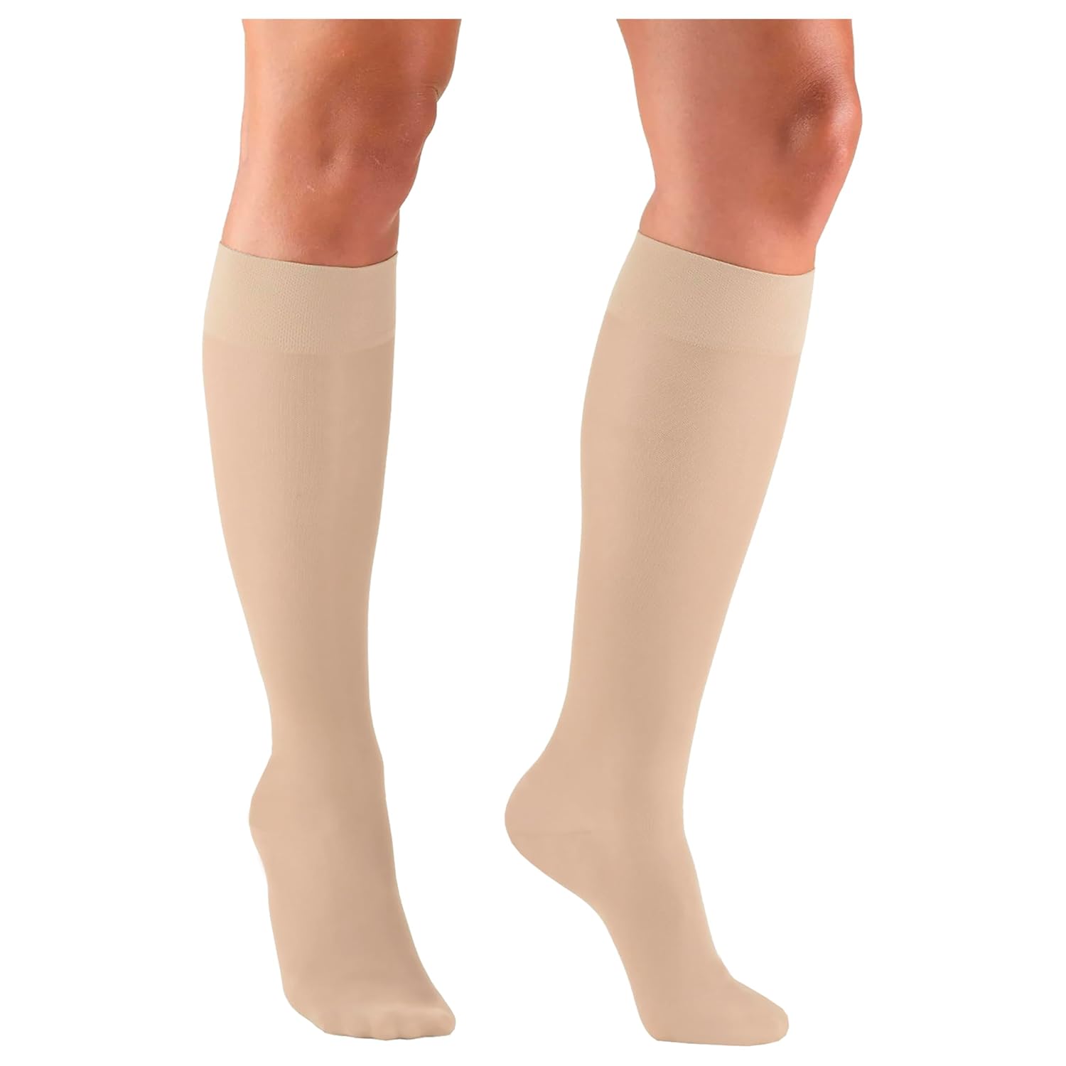 Truform Sheer Compression Stockings, 8-15 mmHg, Women's Knee High Length, 20 Denier, Light Beige, X-Large