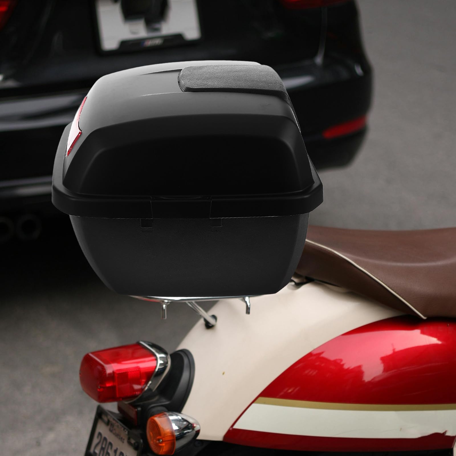 Coffre pour Scooter Grosse Capacité en Abs et Métal, Top Case Arrière Verrouillable, Installation Facile, Rangement pour Moto et Cyclomoteur