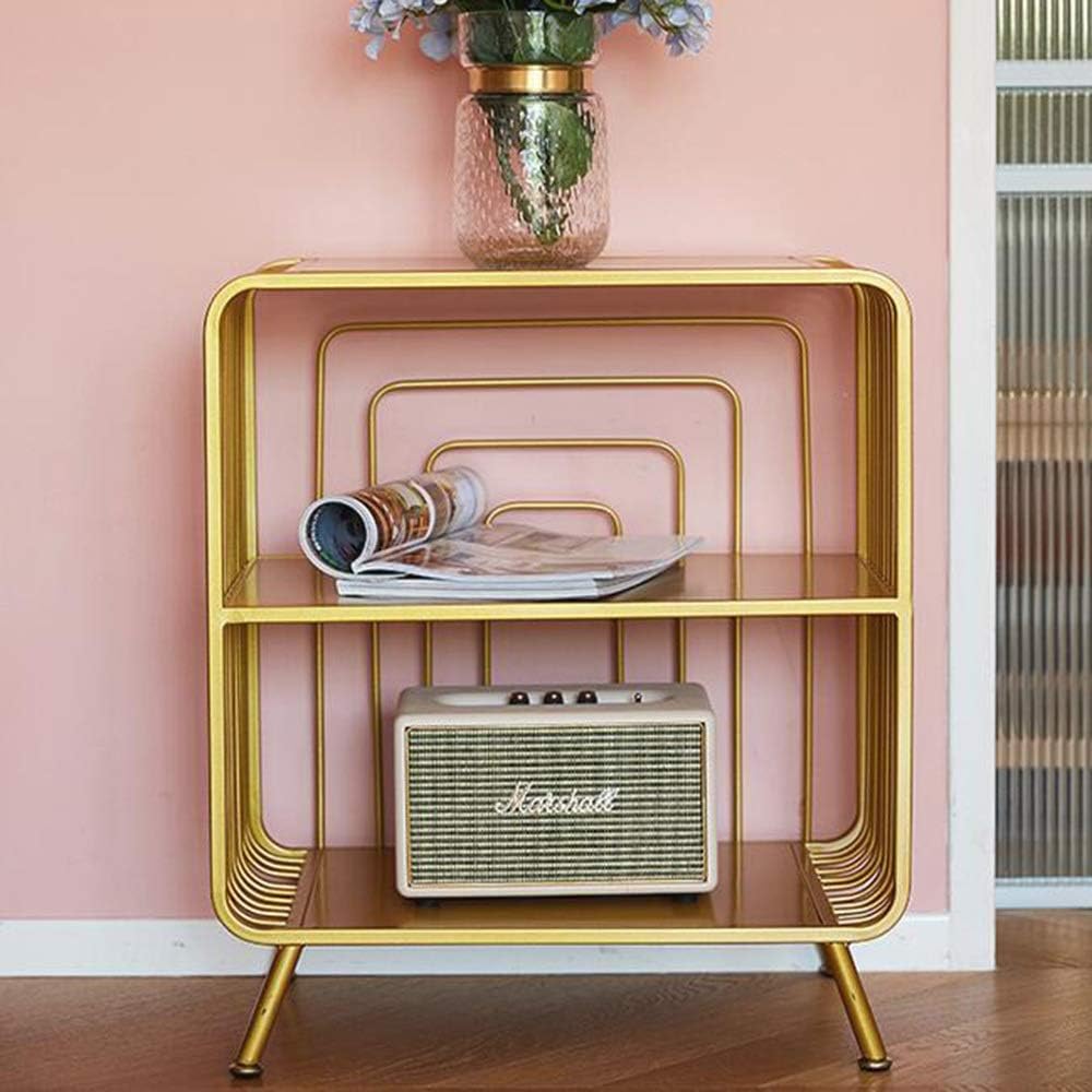 Side Table/End Table,Metal End Table - Removable 2 Tier Storage Rack,Sofa Side Snack Table Nightstand,Outdoor & Indoor Anti-Rust and Waterproof
