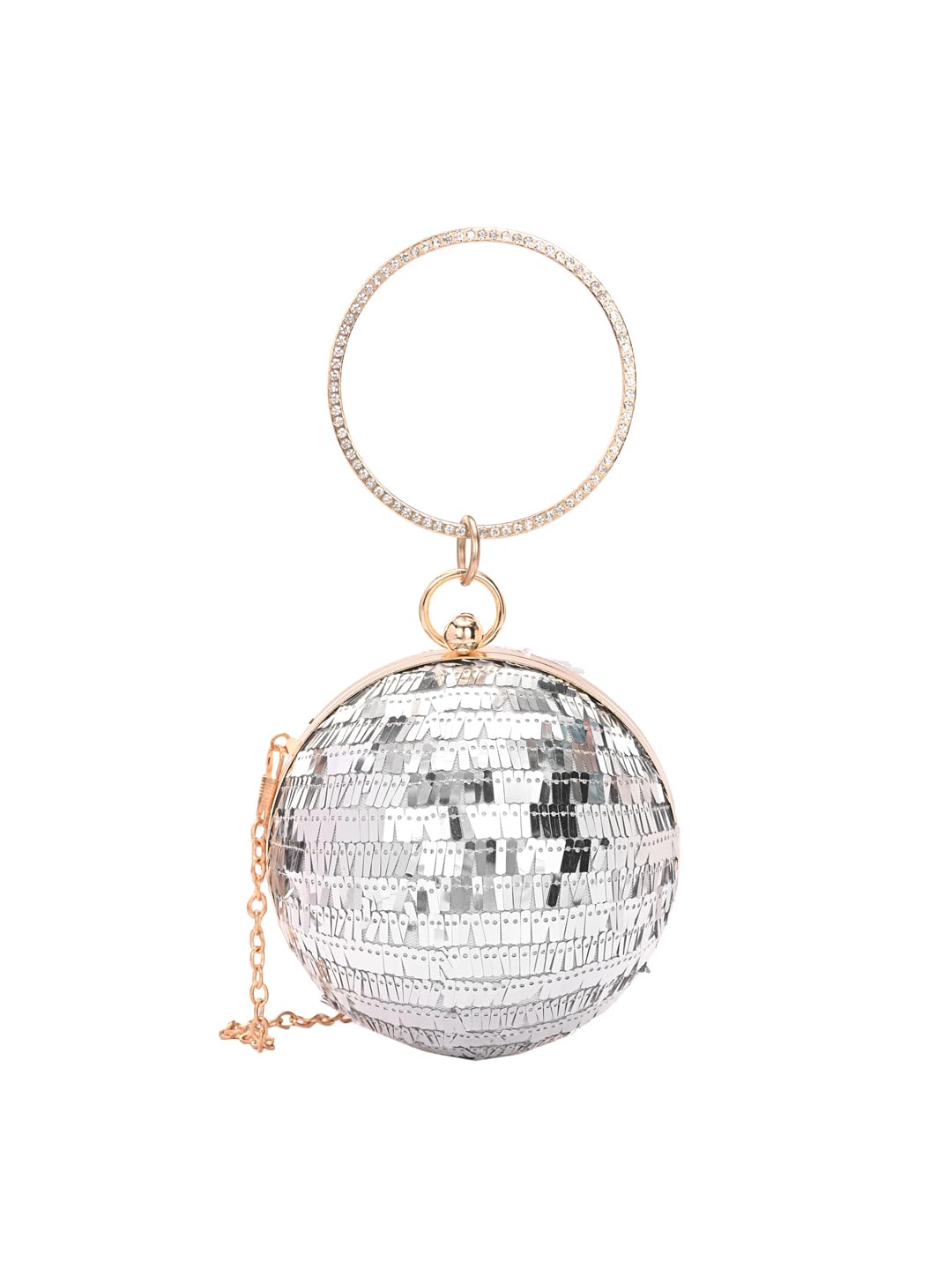 TOOBA Handicraft Women's Beautiful Bling Box Clutch Bag | Evening Bag, Bridal Purse & Party Handbag | Wedding & Special Occasion Clutch (Sequins Ball)-image-1