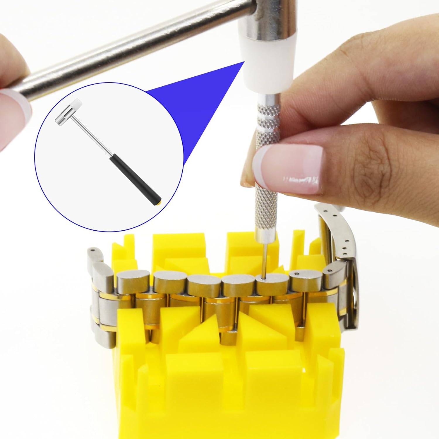 Dual Head Small Hammer - 6.88 Inch Plastic & Metal Mini Jewelry Hammer for DIY Crafts, Watches, Tuning, Leather, Woodworking, Musical Instruments