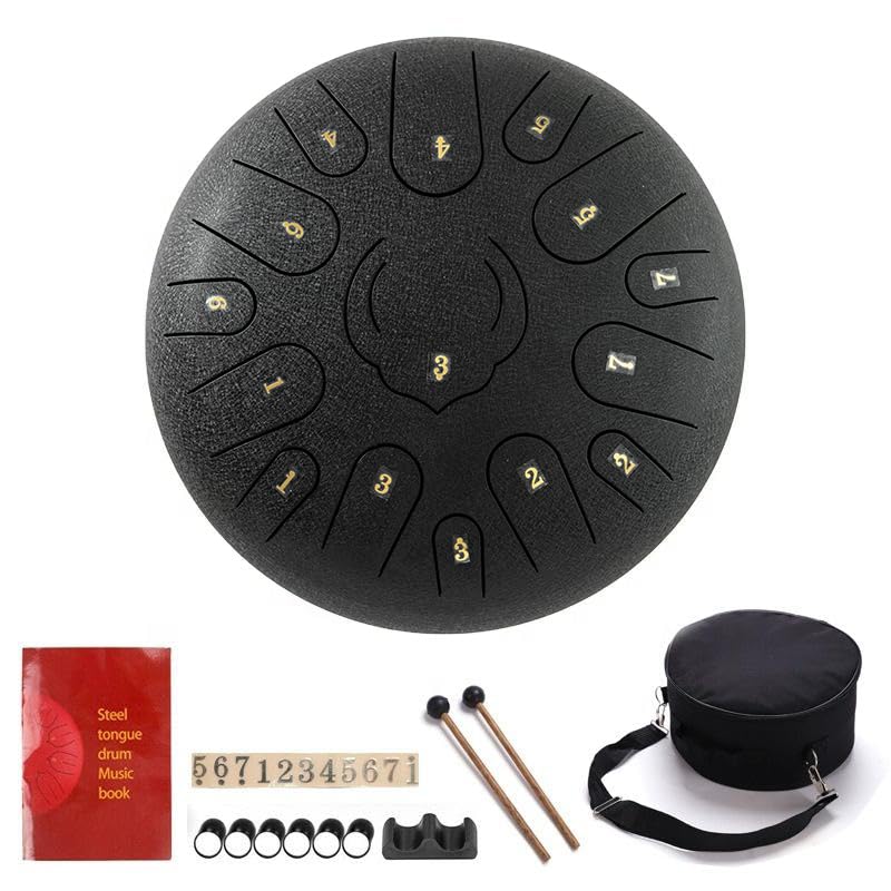 Handmade Steel Tongue Drum 12 Inch 15 Notes D Major Scale With Bag and Mallets for Meditation and Relaxation