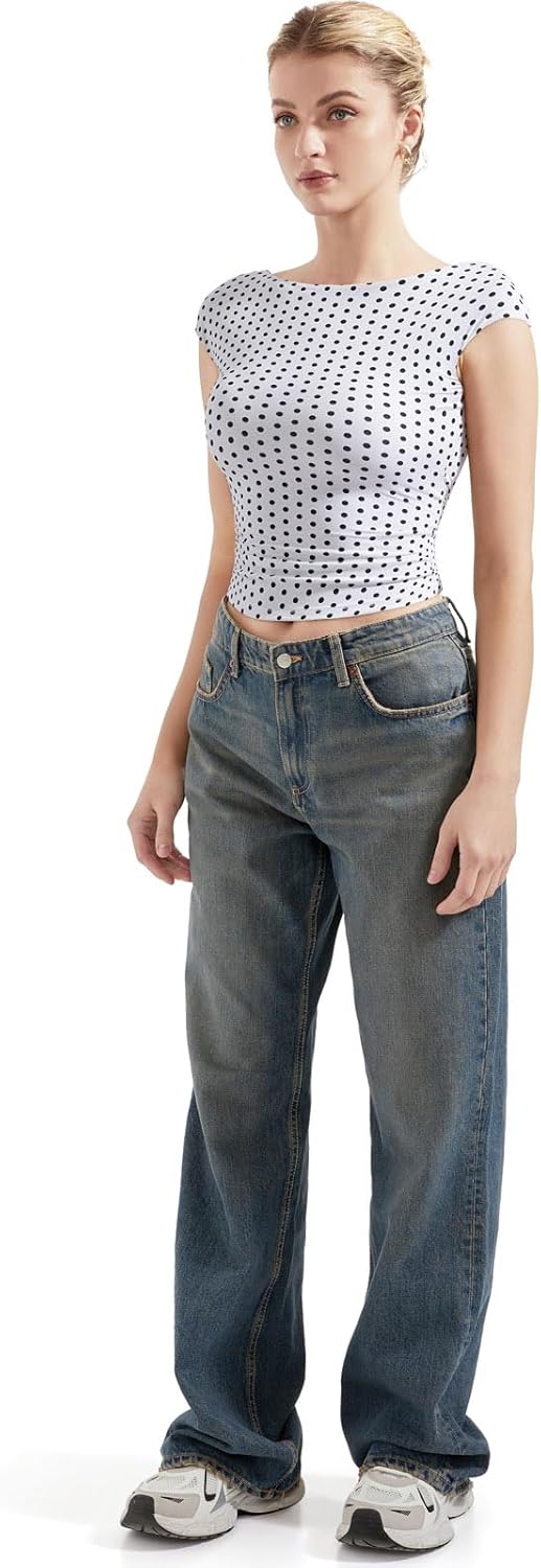 SUUKSESS Women Backless Sexy Going Out Tops Double Lined Open Back Y2k Basic Tee Shirts - Image 5