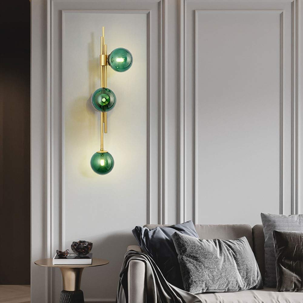 Ściana światła lampa ścienna Prosta salon Kreatywna szklana lampa ścienna Nordic Ażle Sypialnia Lampa nocna Badanie Niebieska lampa ścienna do domu, willi, bar, restauracje czytanie światła