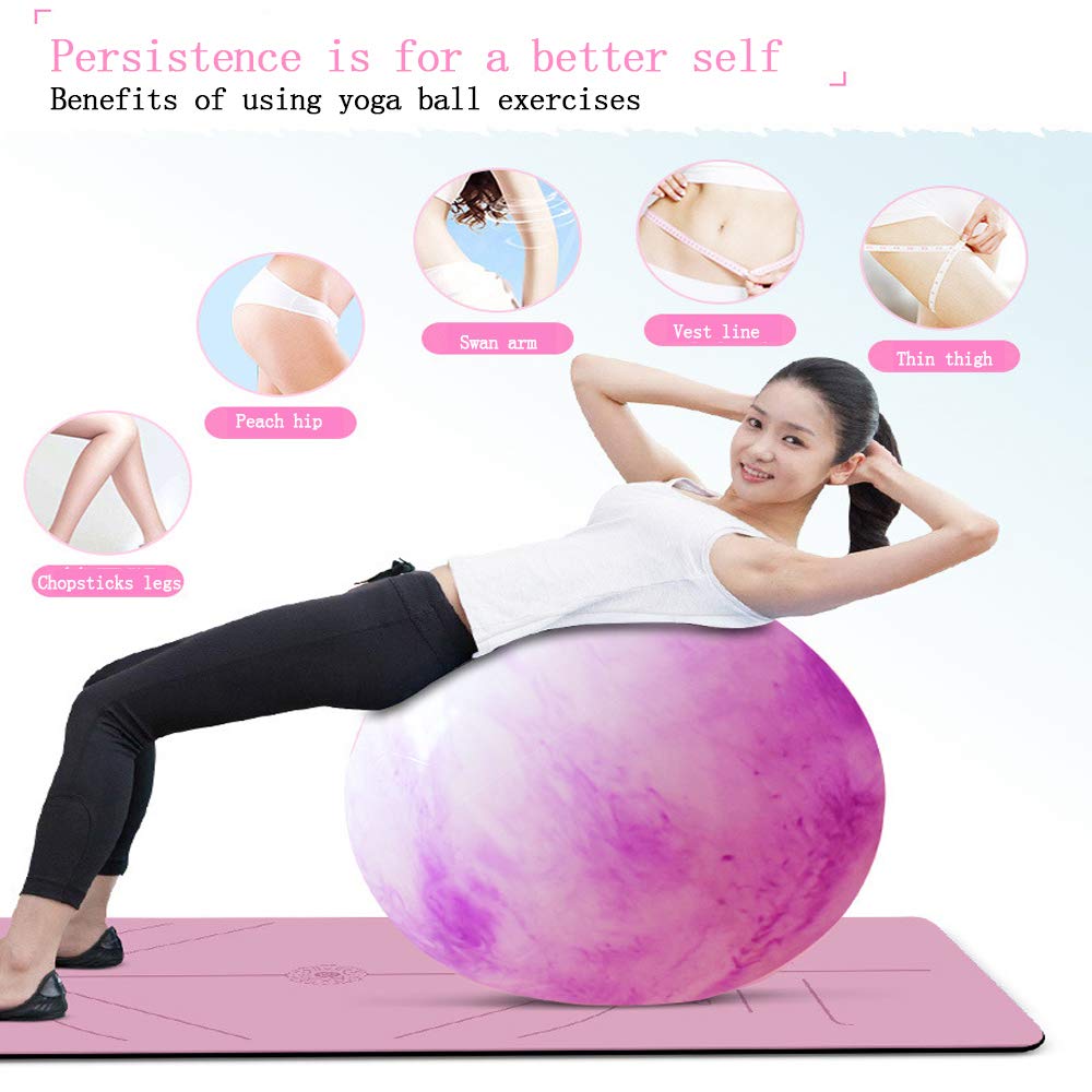 Balles De Yoga，Grand Ballon d'exercice pour La Stabilité Ballon De Musculation avec Pompe à Main Pilates Fitness Gym - pour La Maison Et Le Bureau,Blue-75cm