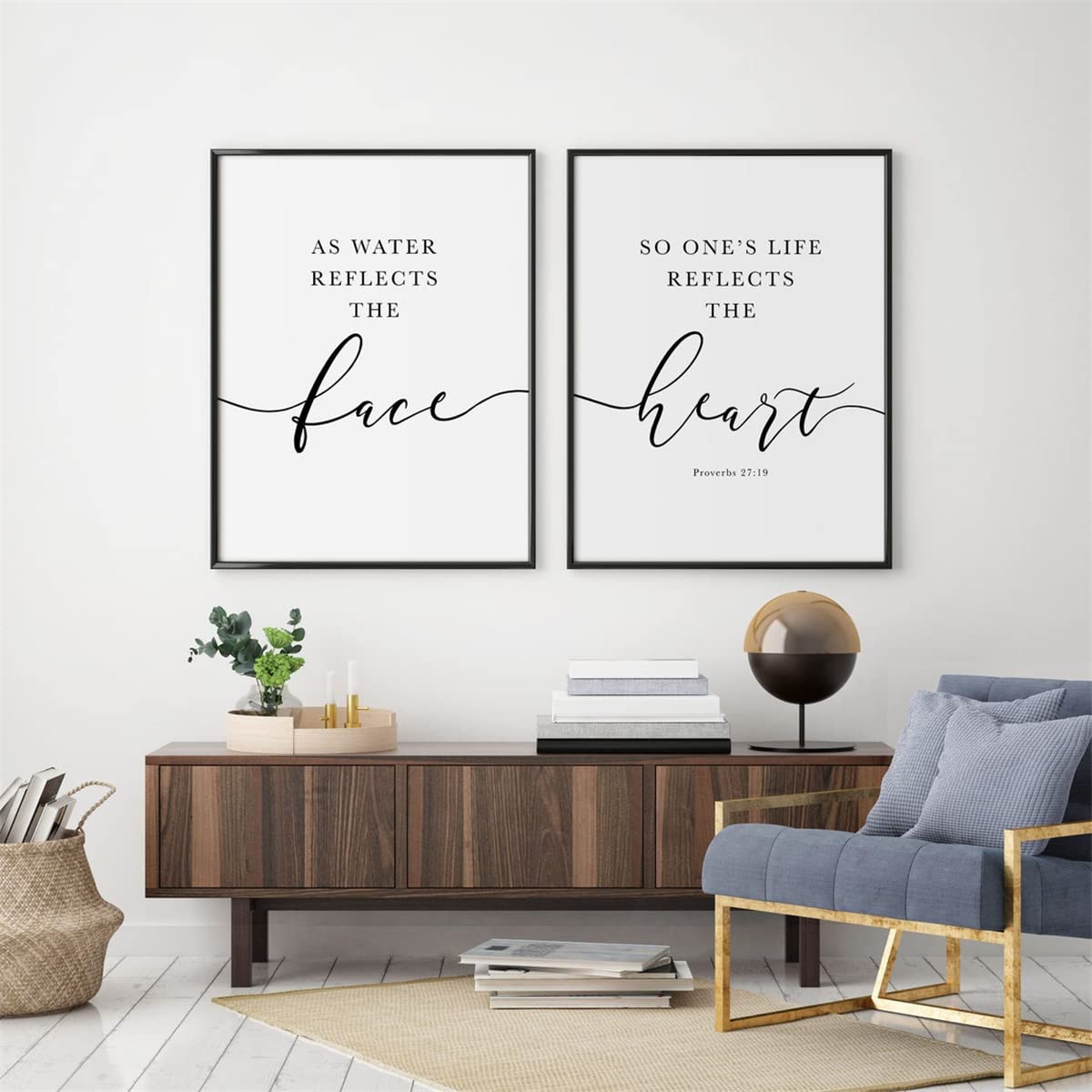 DOLUDO Set of 2 Scripture Art Prints Proverbs 2719 Bible Verse Poster Canvas Painting For Christian Above Couch Decor Unframed