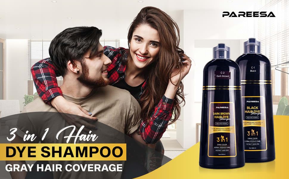 Hair Dye Shampoo 3 in 1 for Gray Hair Shampoo Para Canas Mujer Hair Color Shampoo for Women & Men - Herbal Ingredients Natural Plant Hair Dye 500ML (Dark Brown) - Image 4