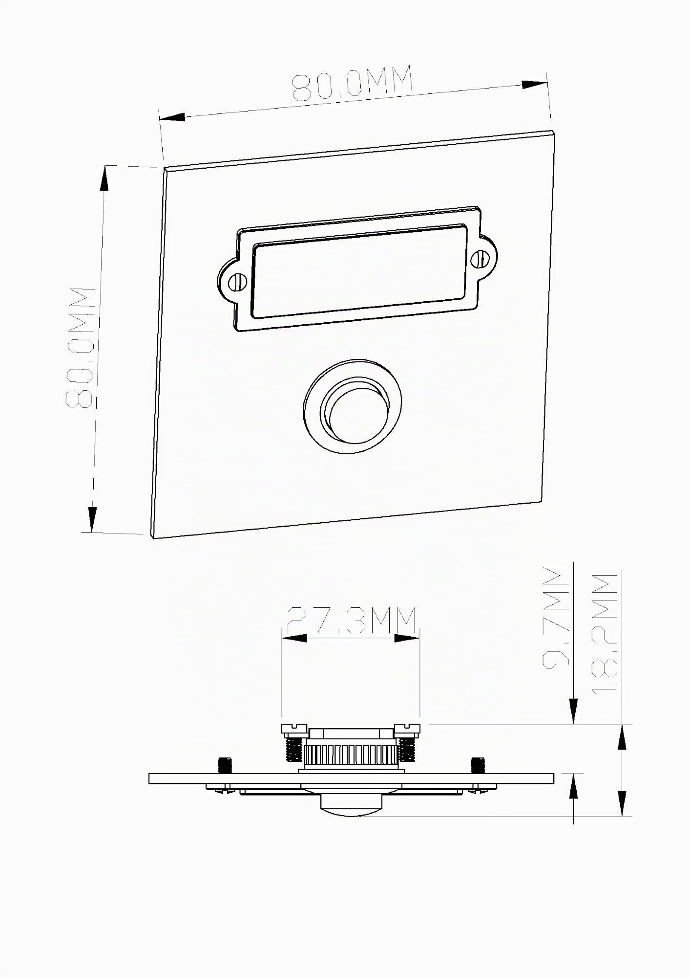 HUBER bouton de sonnette en métal - bouton de sonnette avec plaque signalétique - bouton de sonnette I en laiton chromé - bouton-poussoir