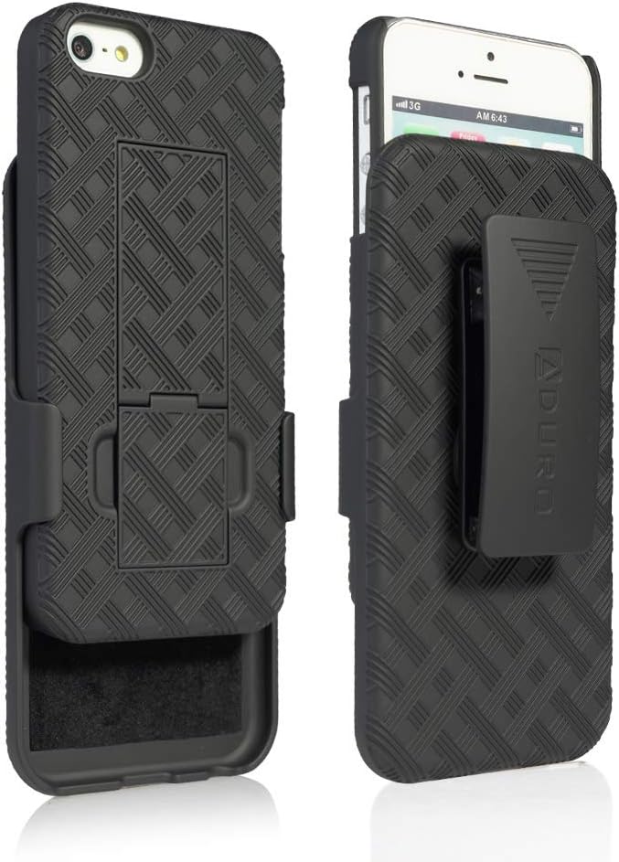 Aduro Shell Holster Combo Case (NOT for New iPhone SE) for Apple iPhone 5 / 5S / 2016 1st Gen SE ONLY with Kick-Stand & Belt Clip