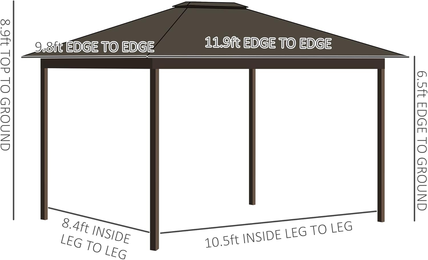 Outsunny 10' x 12' Hardtop Gazebo with Curtains and Netting, Permanent Pavilion Metal Single Roof Gazebo Canopy with Aluminum Frame and Hooks, for Garden, Patio, Backyard, Cream White