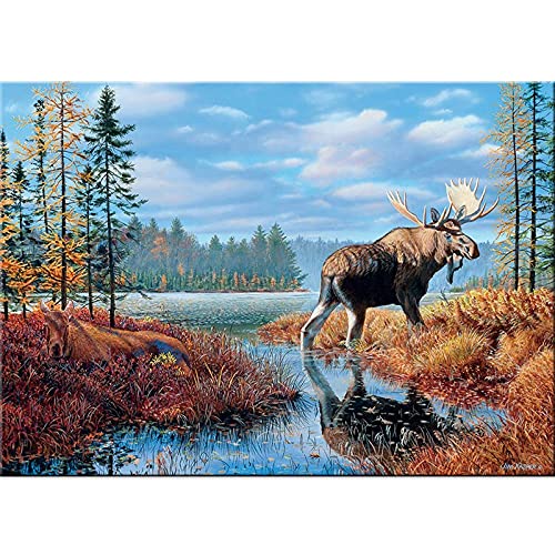 Diamond Painting Wapiti pour décorer un salon ou une chambre adulte avec une grande toile 50x100