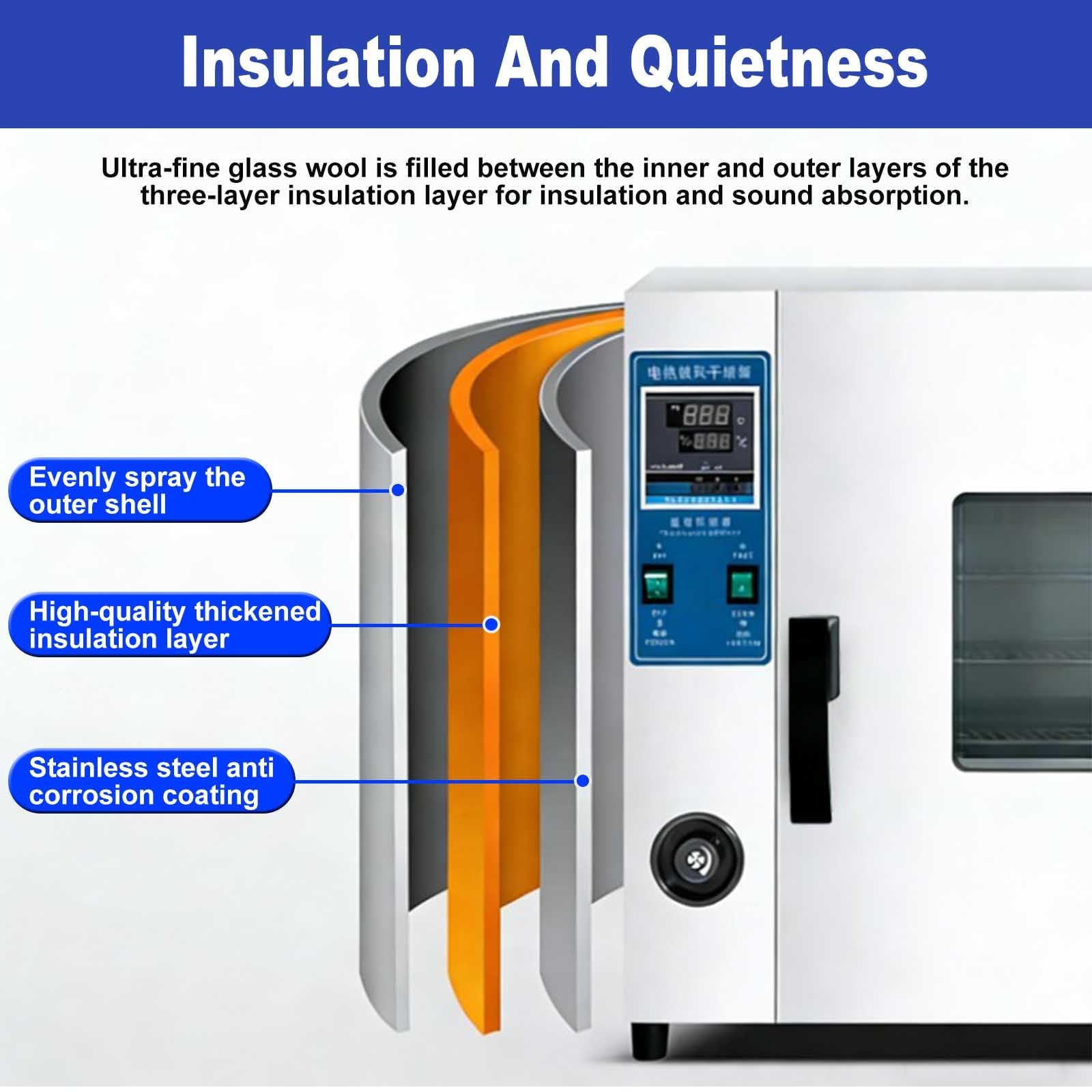 Hornos De Secado Al Vacío, Hornos De Secado Por Aire De Temperatura Constante De 16l/43l, Diseño De Doble Velocidad, Capa De Aislamiento Engrosada,Adecuados Para Producción E Investigación. 43L