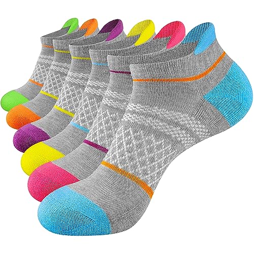 Image of eallco Womens Ankle Socks Athletic Running Short Socks With Cushioned Sole 6 Pairs