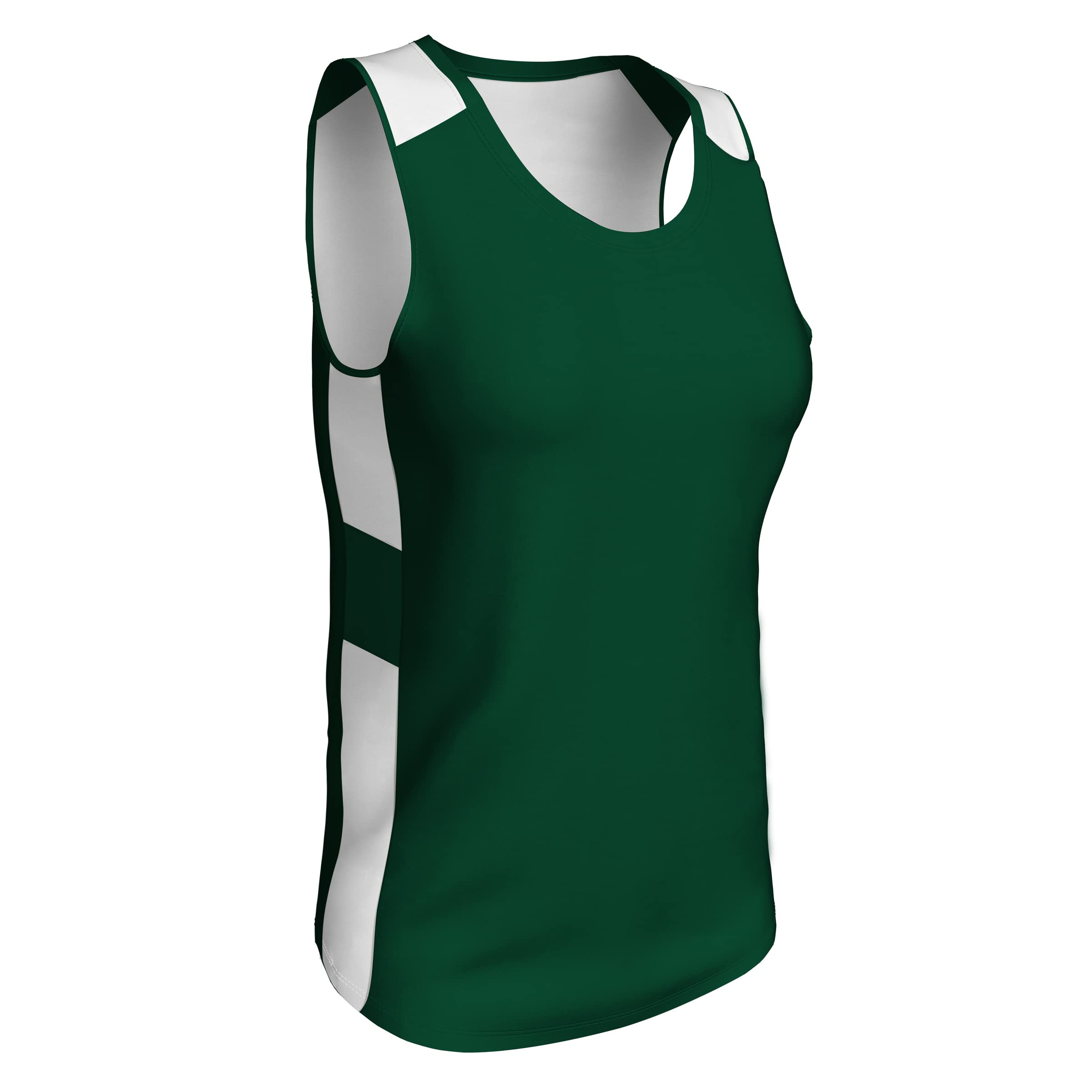 Champro Women's Standard Crossover Reversible Basketball Jersey, Forest Green, White, Large