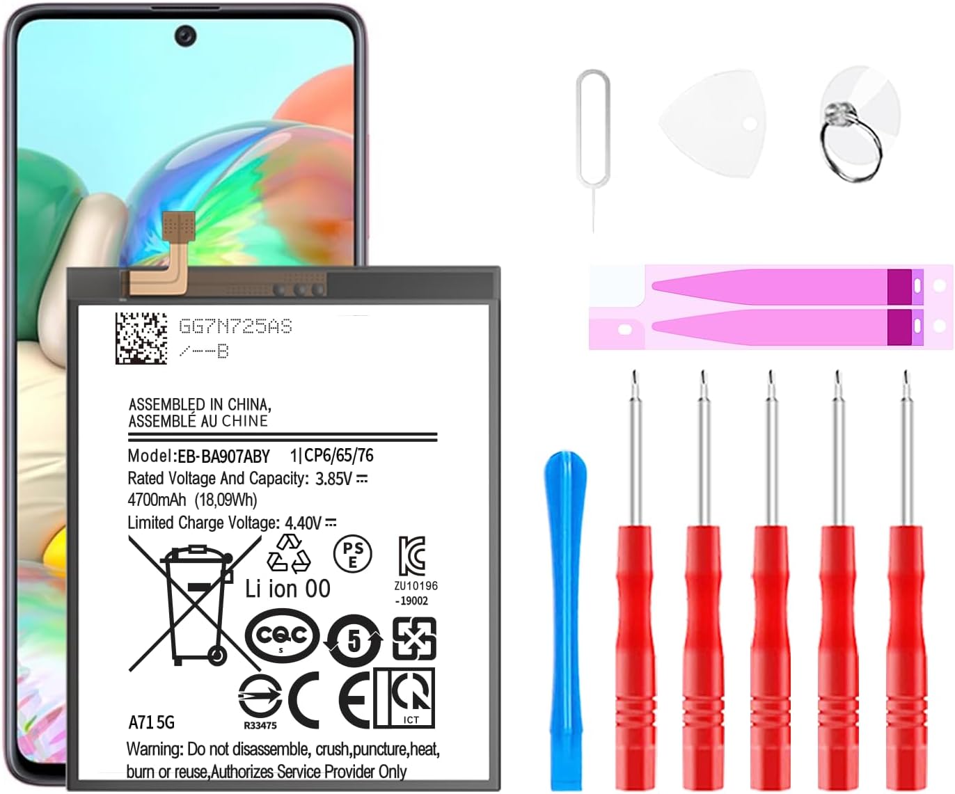 Galaxy A71 5G Battery,4700mAh Upgraded EB-BA907ABY Replacement Battery for Samsung Galaxy A71 5G SM-A716U Battery with Tool Kits(Not for Galaxy A71 4G)