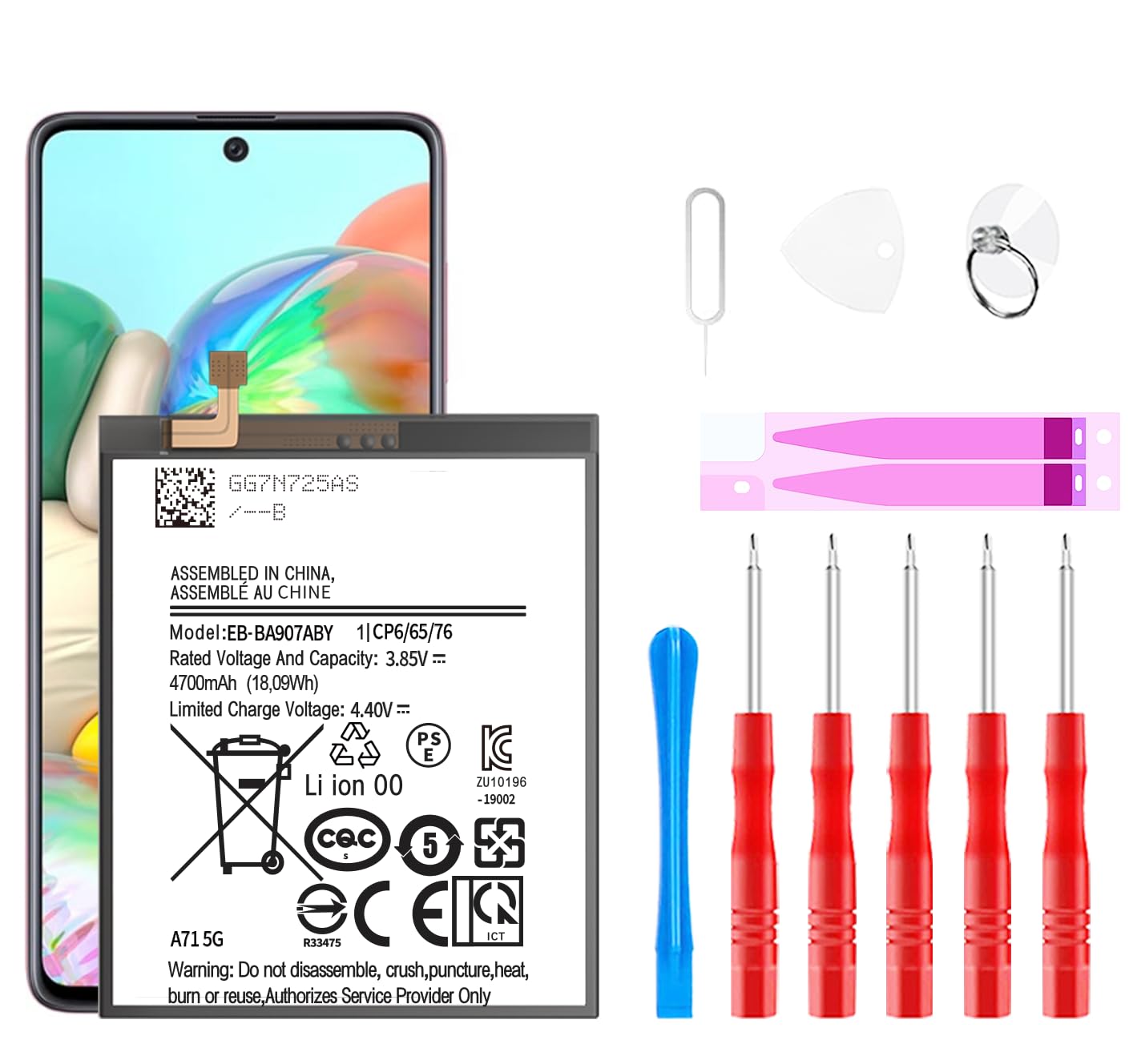 Galaxy A71 5G Battery,4700mAh Upgraded EB-BA907ABY Replacement Battery for Samsung Galaxy A71 5G SM-A716U Battery with Tool Kits(Not for Galaxy A71 4G)