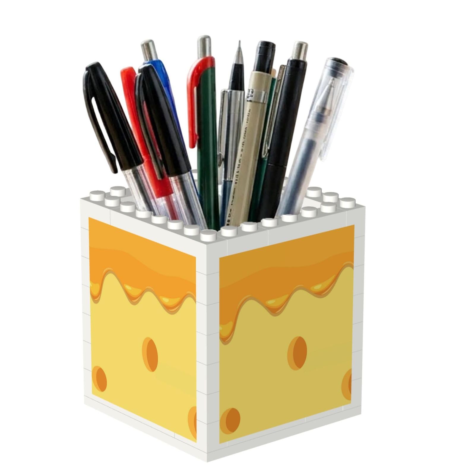Poadnly Pasta Cheese Food Pattern, Pen Pot Pencil Holder for Office Home School, Compact Desk Organiser for Office Stationery