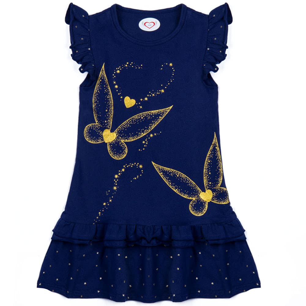 Mädchen Sommerkleid Schmetterling Druck Kurzarm Baumwolle Bl