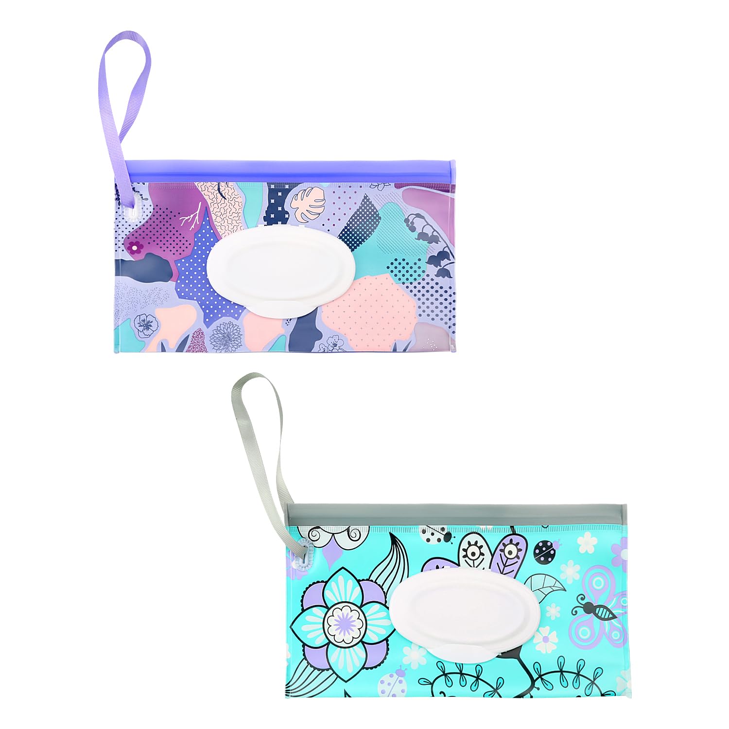 Gaomumu 2PCS Wet Wipes Dispenser, Portable Wetting Wipe Pouch, Sealed Flip-Top Refillable Tissue Bag with Lanyard for Makeup Remover Pads & Daily Wet Wipes Storage