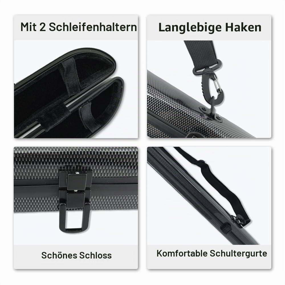 yinfente Violinenbogen Tasche für Cello, Kohlefaser, starker Leichter Halt, Schwarz, 2 Stück