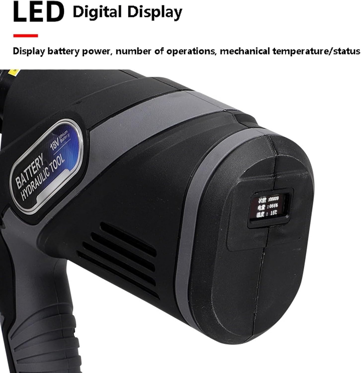 Electric Hydraulic nut Splitter, Cordless Hydraulic Pliers with 360° Rotation, Battery Hydraulic Tool with LED Display for Removing Rusted Nuts - Battery, Charger, bits