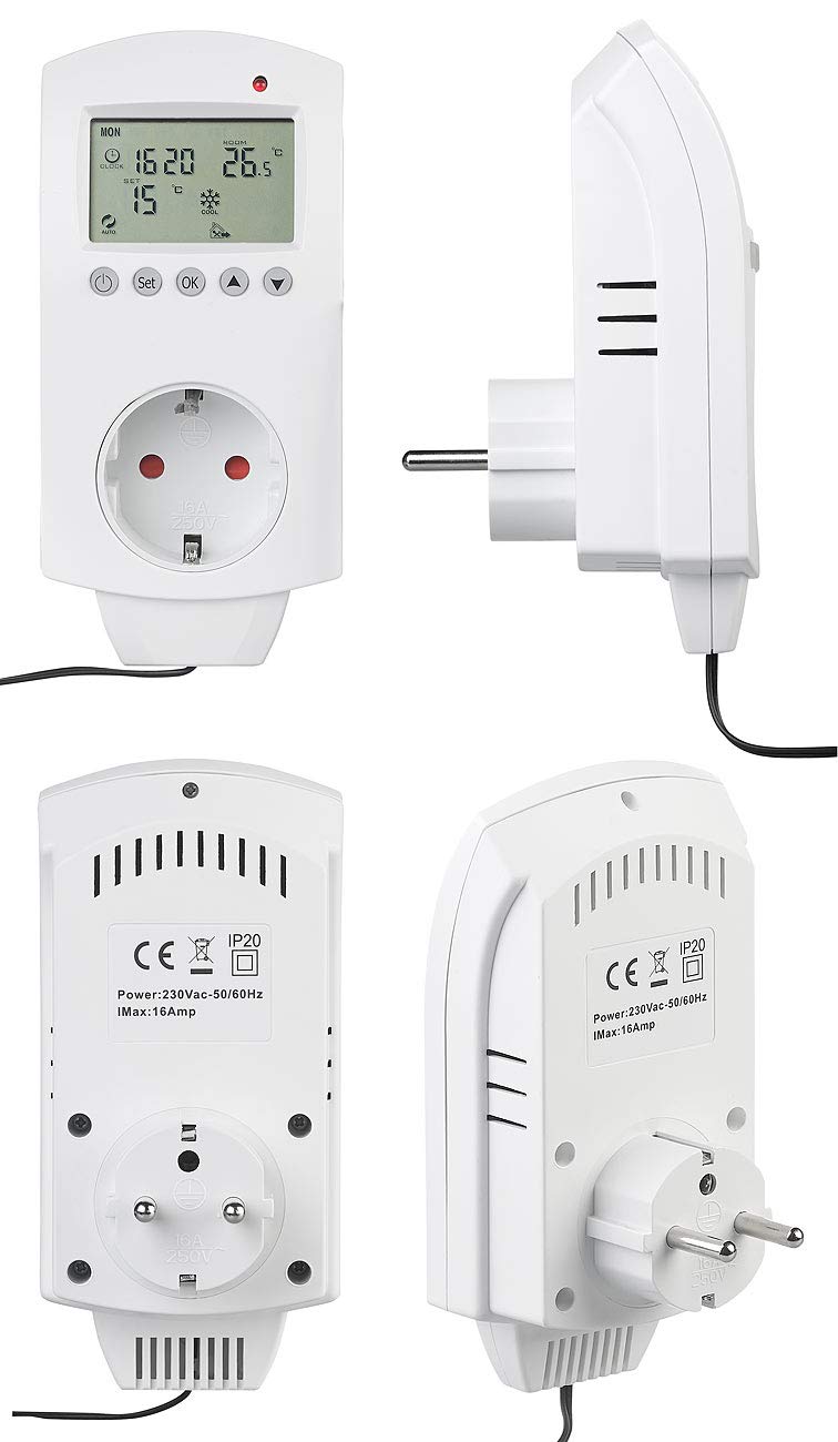 revolt Steckerthermostat WLAN: 4er-Set WLAN-Steckdosen-Thermostate für Heizgeräte, App, Sprachbefehl (Smart-Thermostat Steckdose, Wireless Thermostat-Steckdosen, Zeitschaltuhr)