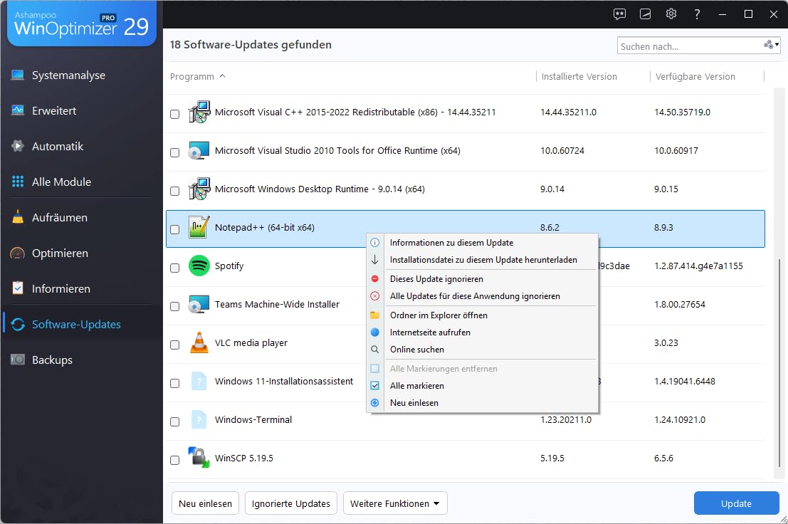 WinOptimizer 29 - Tuning für Windows 11 10 - unbegrenzte Laufzeit