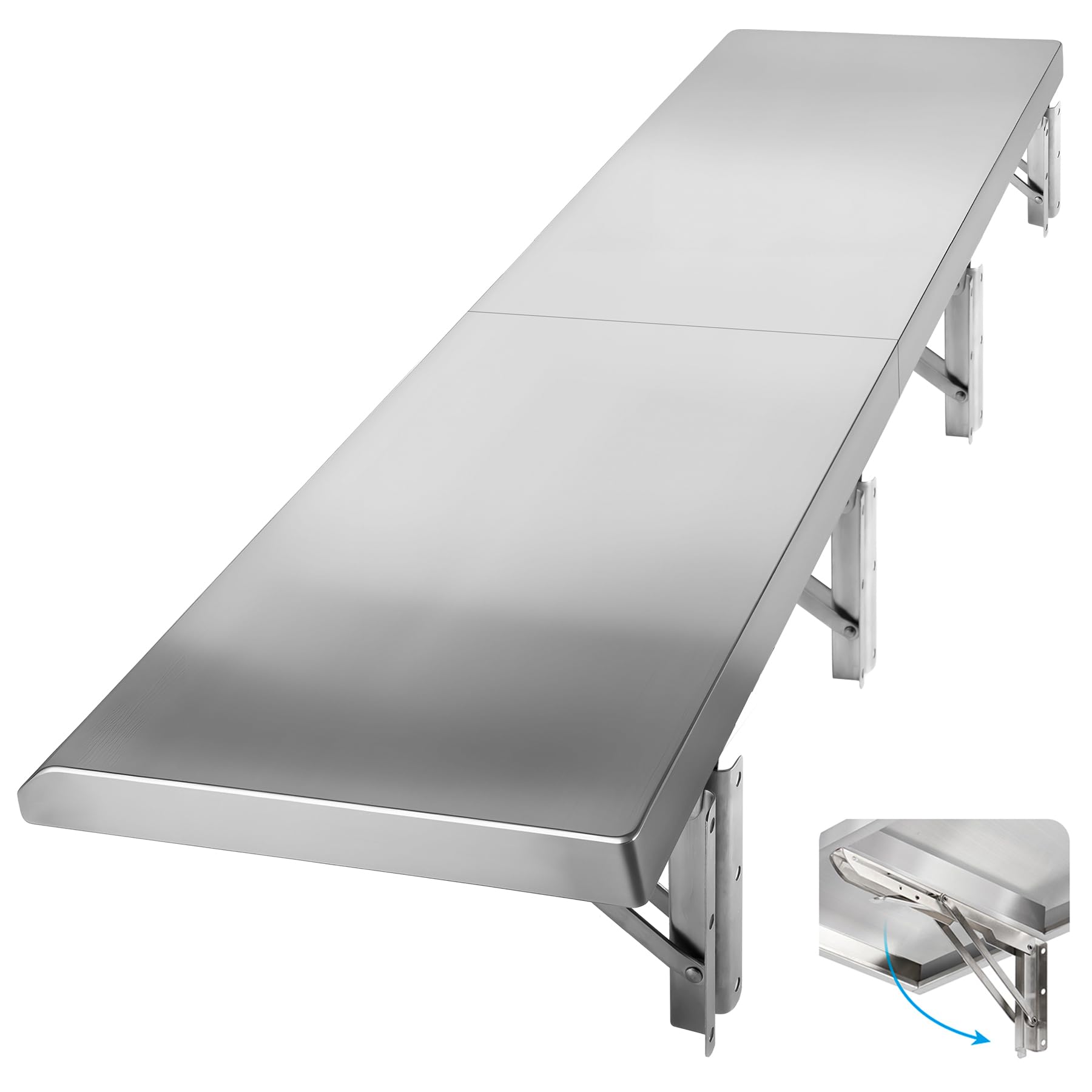Folding Concession Stand Shelf 18" x 48" Spliced Style for Kitchen