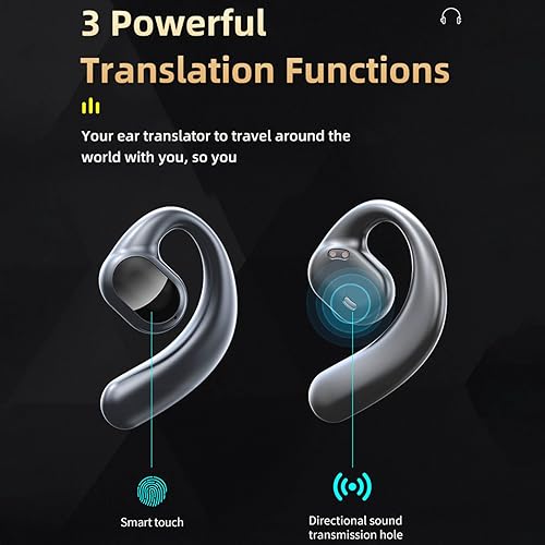 Miniatura 4 de Traductor de auriculares, traducción en tiempo real GT01 Traductor de idiomas Auriculares 5.3 Reducción de ruido para aprendizaje de negocios (negro)