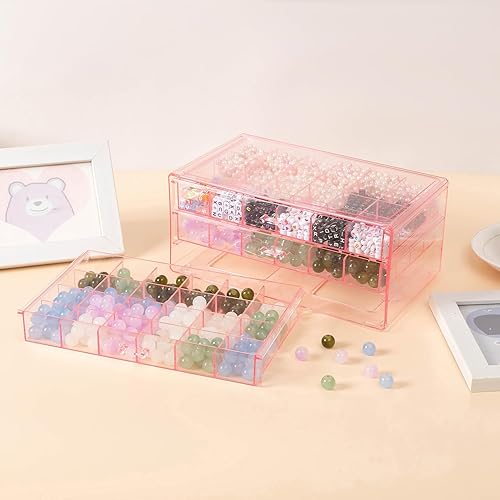 Miniatura 5 de MIOINEY Caja de almacenamiento con 72 rejillas de acrílico transparente, organizador de joyas con 3 cajones, contenedores de almacenamiento para