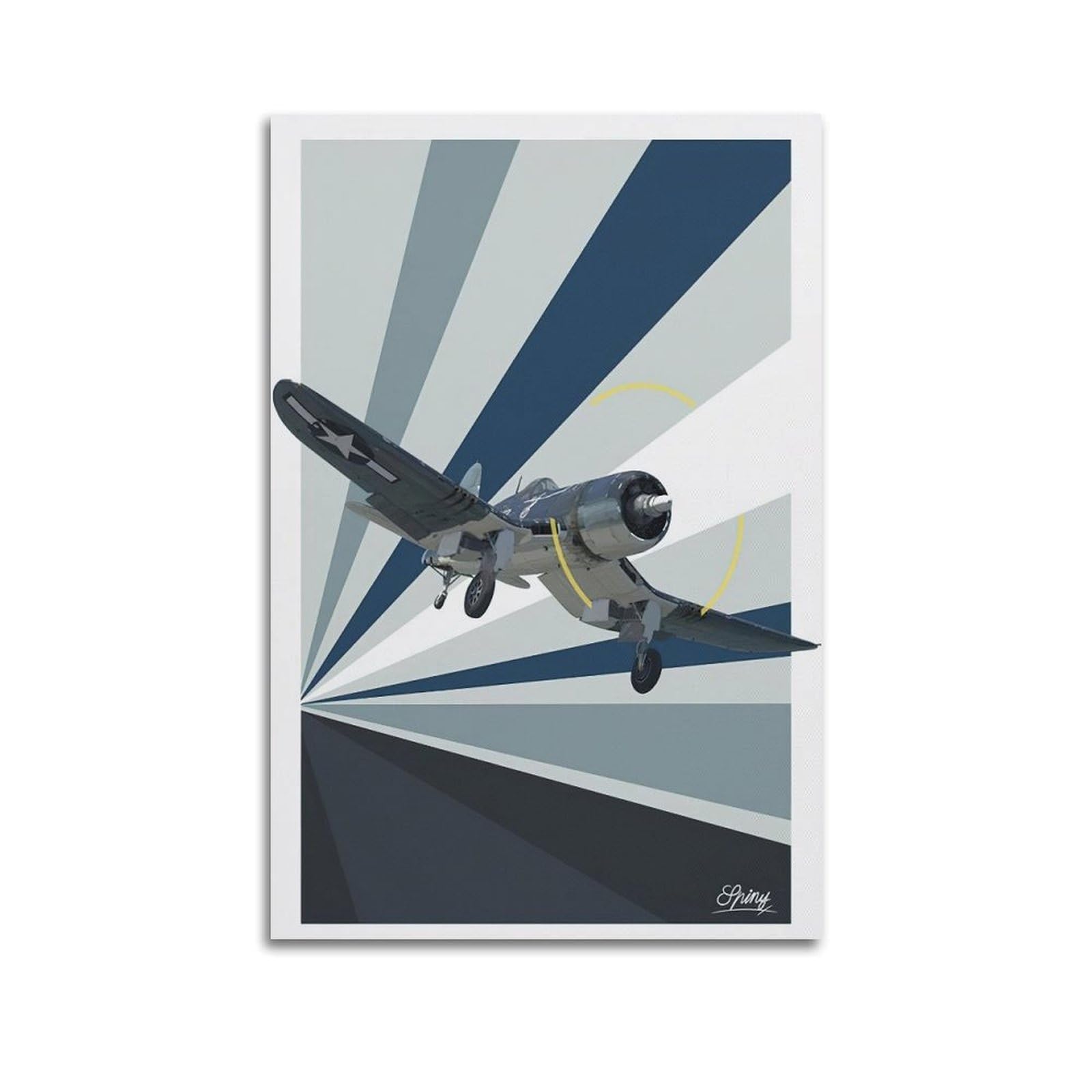 DLJGDS Vintage Poster F4U Fighter Decorative Painting Canvas Wall Posters And Modern Family Bedroom Decor 20x30inch(50x75cm)