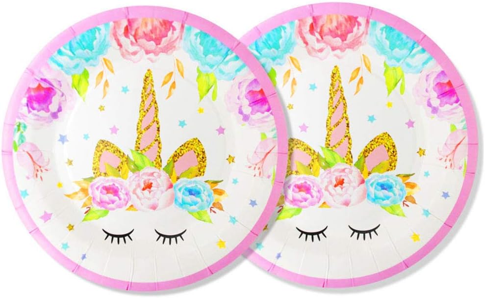 Premium Unicorn Party Plates Set, 64 pcs 7" Disposable