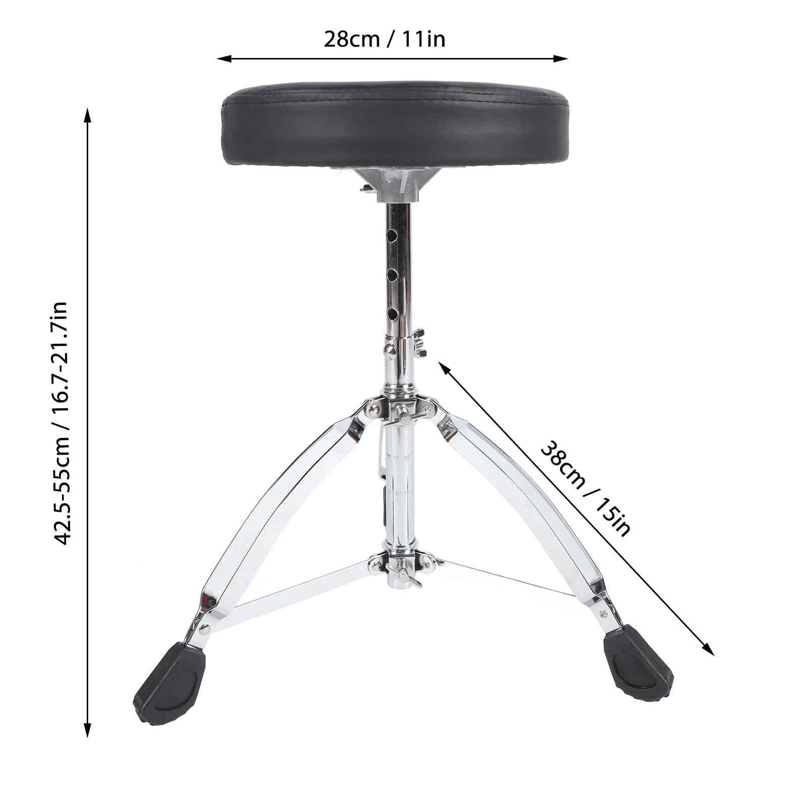 Drum Thrones Taburete Plegable para Batería, Asiento Acolchado para Batería con Pies Antideslizantes para Adultos y Niños, Trono de Batería Acolchado de Altura Ajustable para