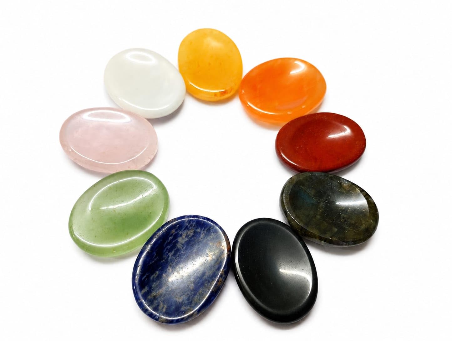 Set of 9 Reiki Worry Stones for Meditation and Focus